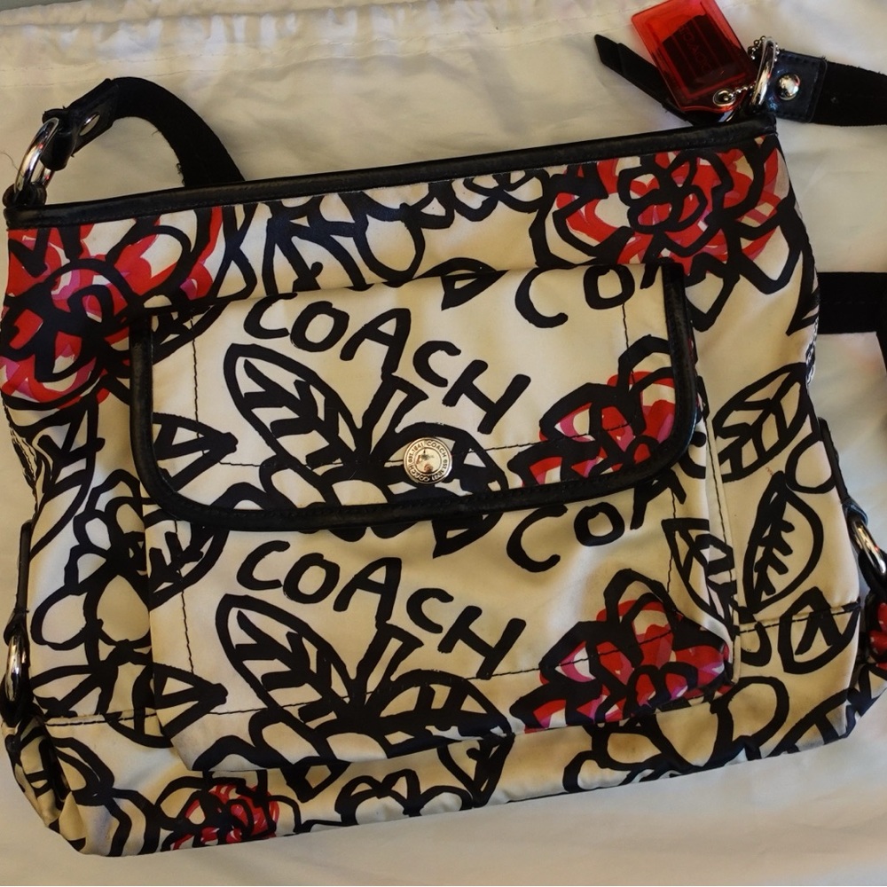 Coach Women's Floral Print Bag - Red and Black